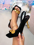 Women’s Velvet Square Toe Ankle Strap Stiletto Sandals – Elegant Party & Office Heels