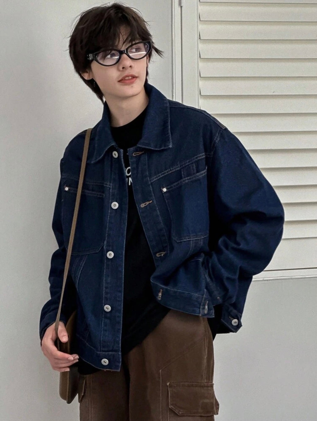 Men’s Plain Color Denim Jacket – Casual Autumn Outerwear