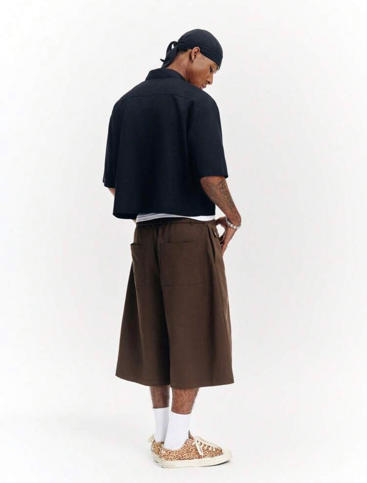 Men’s Solid Color Wide Leg Drawstring Pants – Loose Fit Casual Trousers