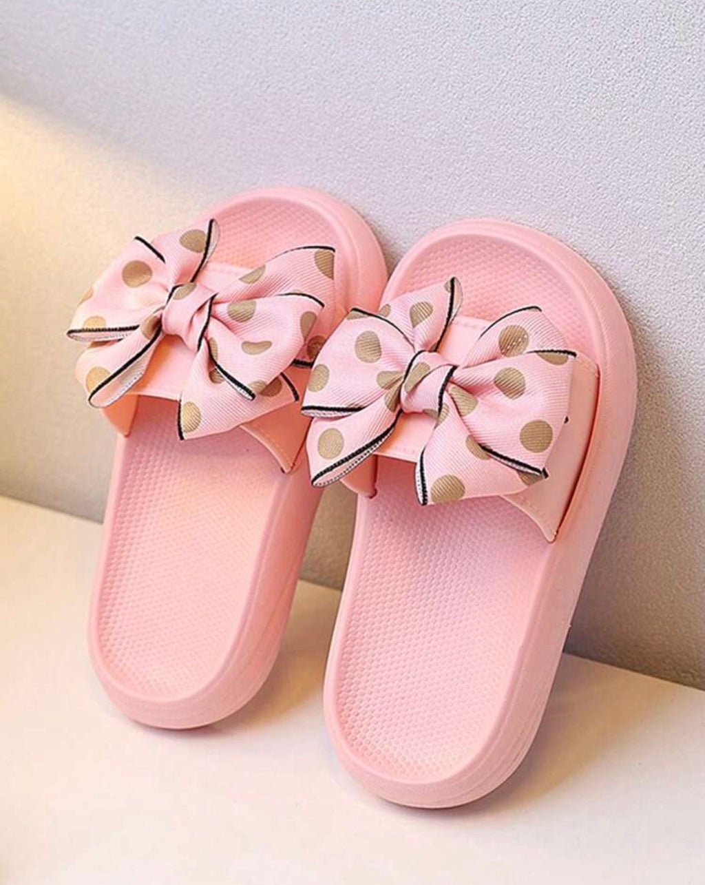 Girls’ Princess Style Bow Decor Slip-On Slippers with Soft Sole for Indoor & Outdoor Wear
