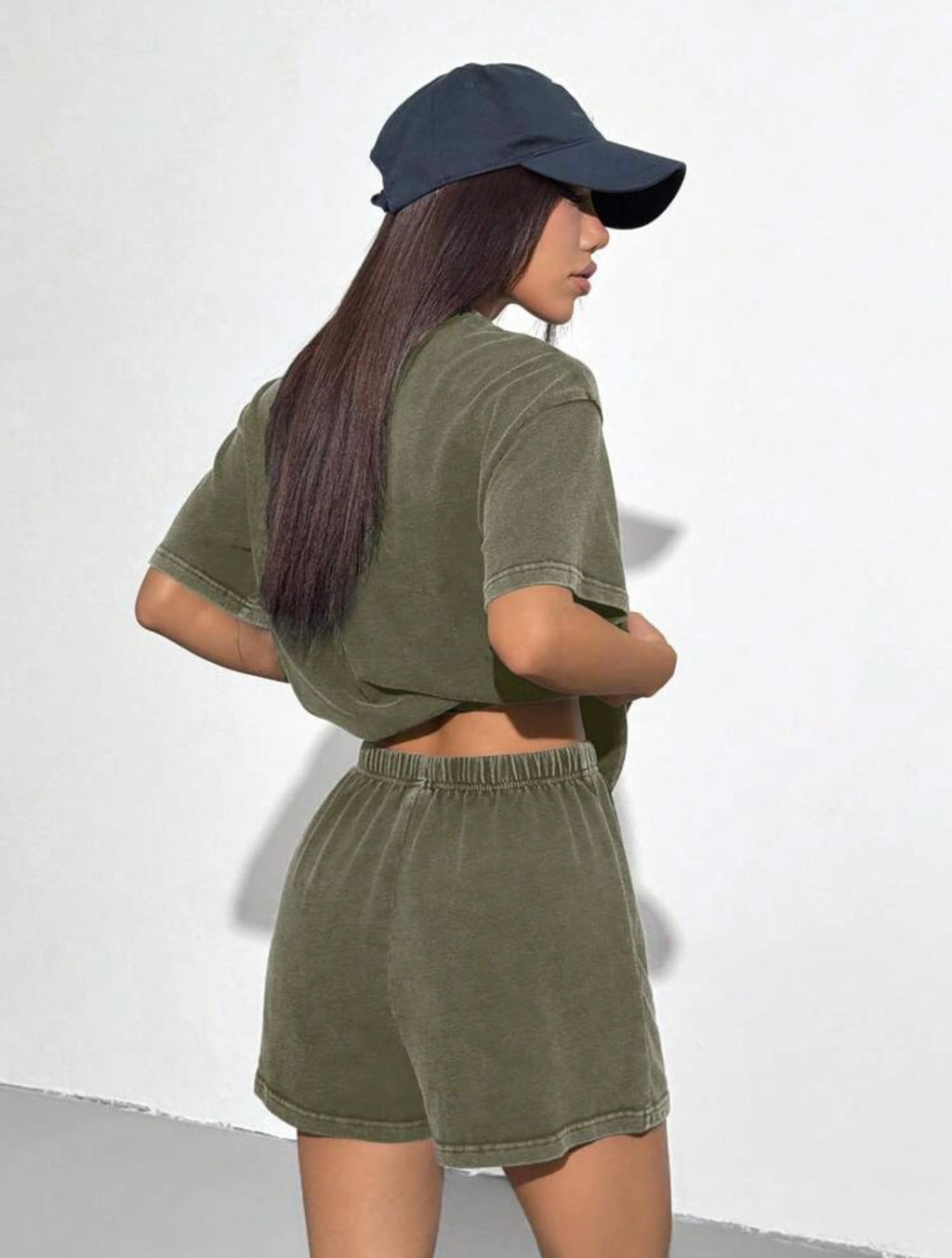 Women’s Vintage Distressed T-Shirt & Shorts Two-Piece Set – Casual Summer Outfit