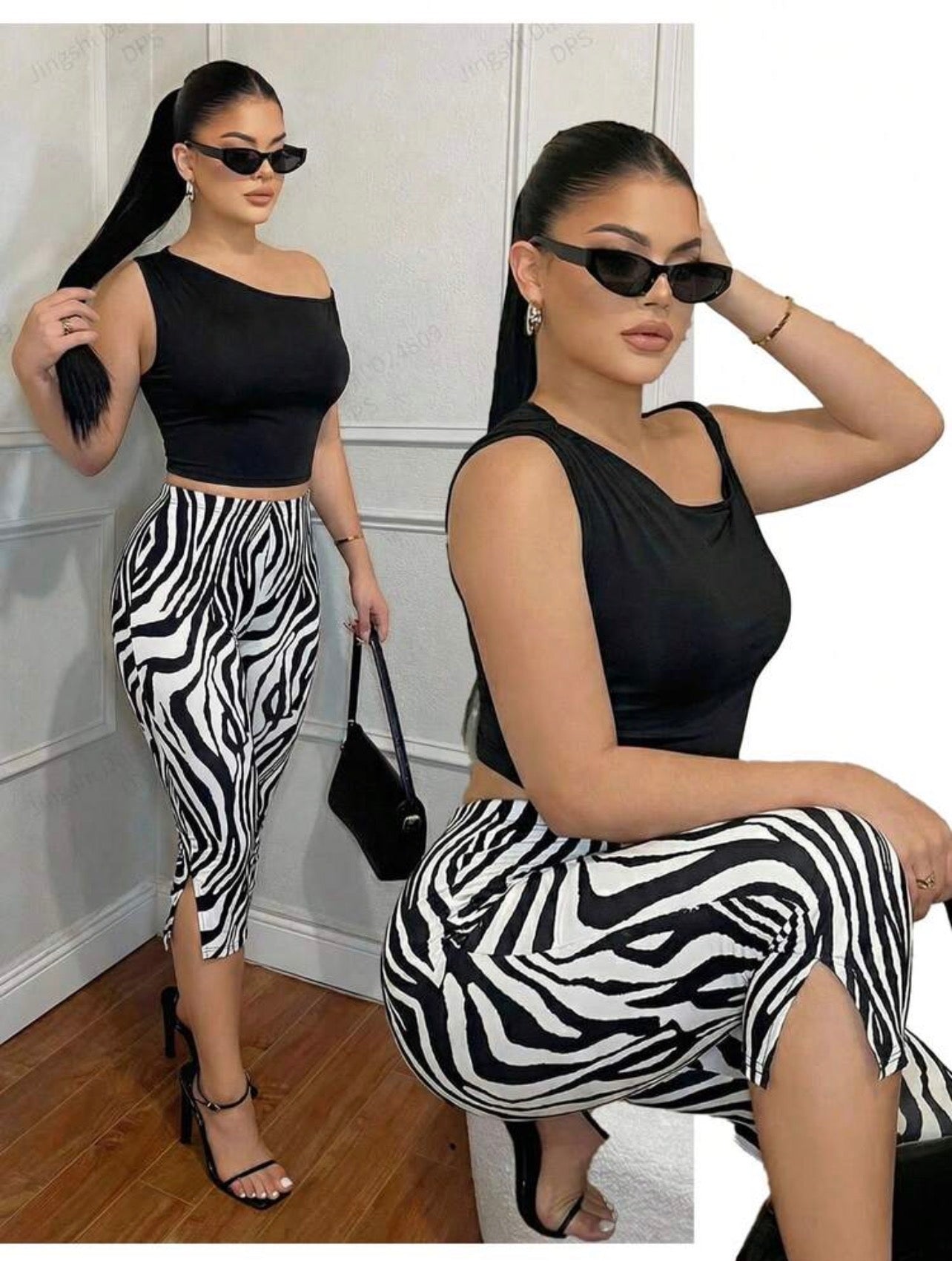 Women’s High Waist Skinny Split Hem Cropped Leggings – Casual Versatile Capris