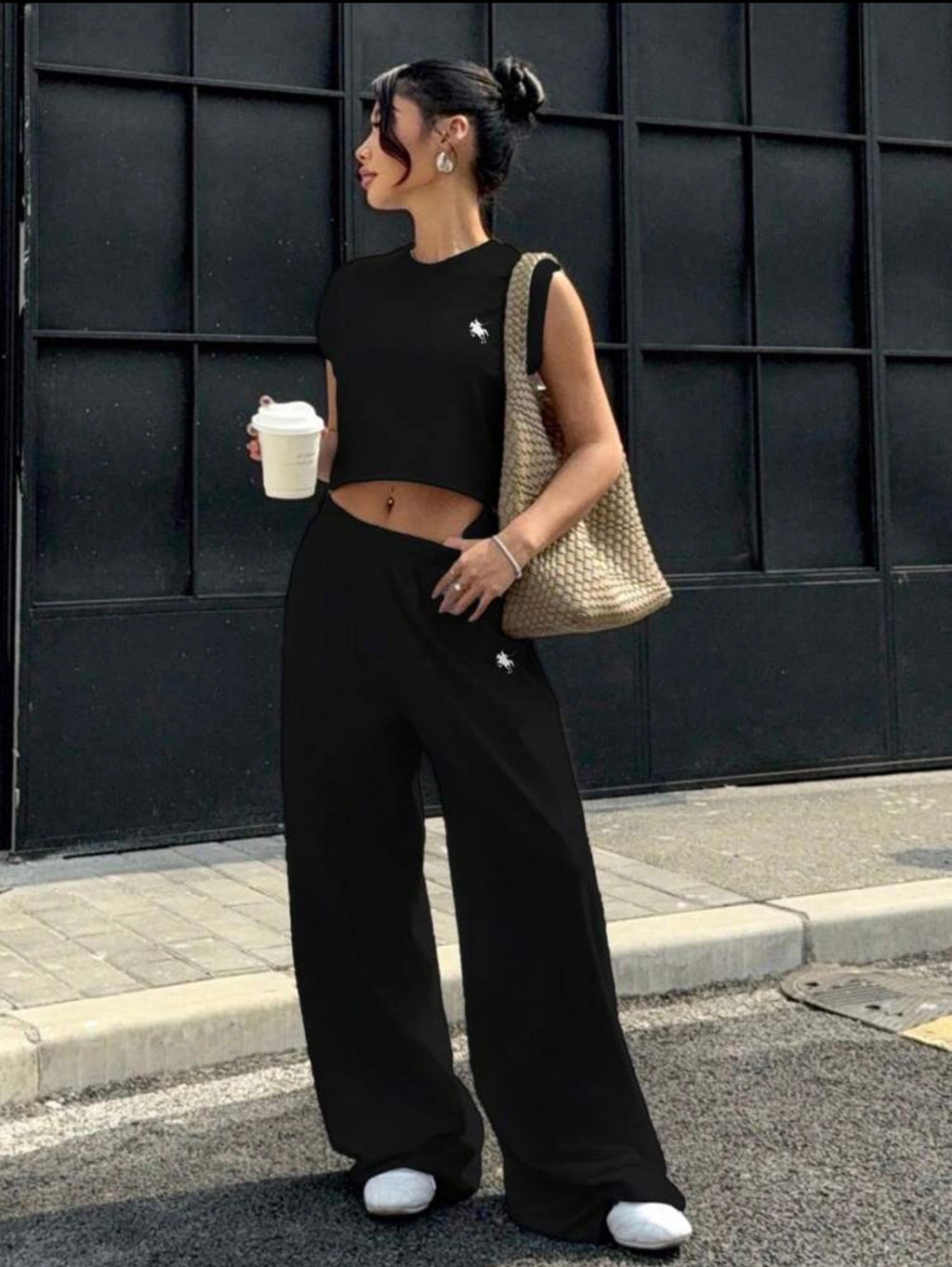 Women’s Horse Print Sleeveless Cropped Tank Top & Straight Leg Pants Two-Piece Set