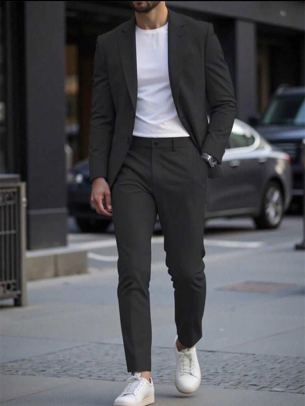 Men’s Solid Color Two-Piece Suit Set – Casual Business Blazer & Pants