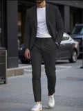 Men’s Solid Color Two-Piece Suit Set – Casual Business Blazer & Pants