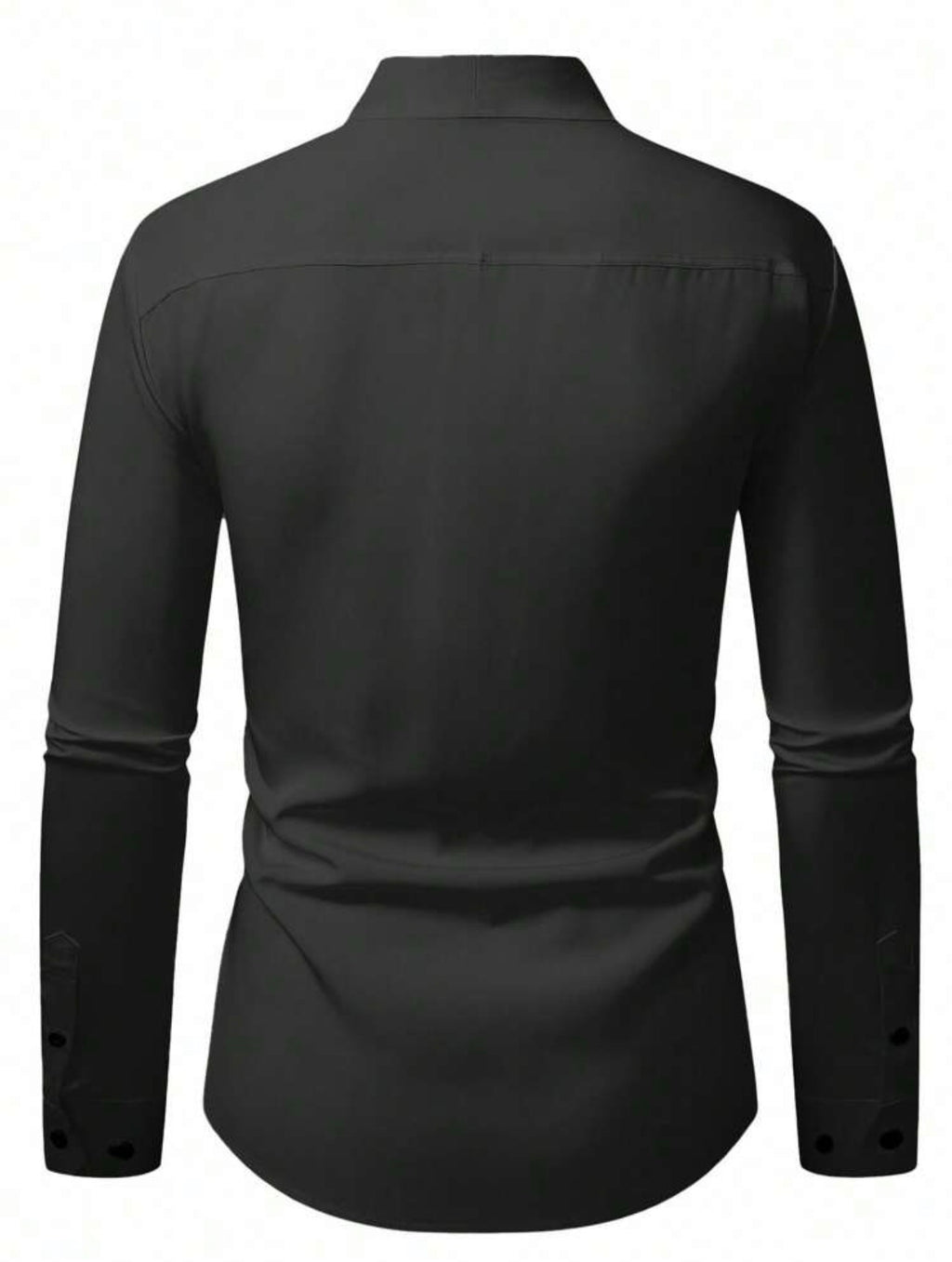 Men’s Solid Color Button-Front Long Sleeve Casual Business Shirt – Zip Detail Formal Style Top