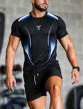 Men’s Bull Horn Graphic T-Shirt & Drawstring Shorts Sports Outfit Set