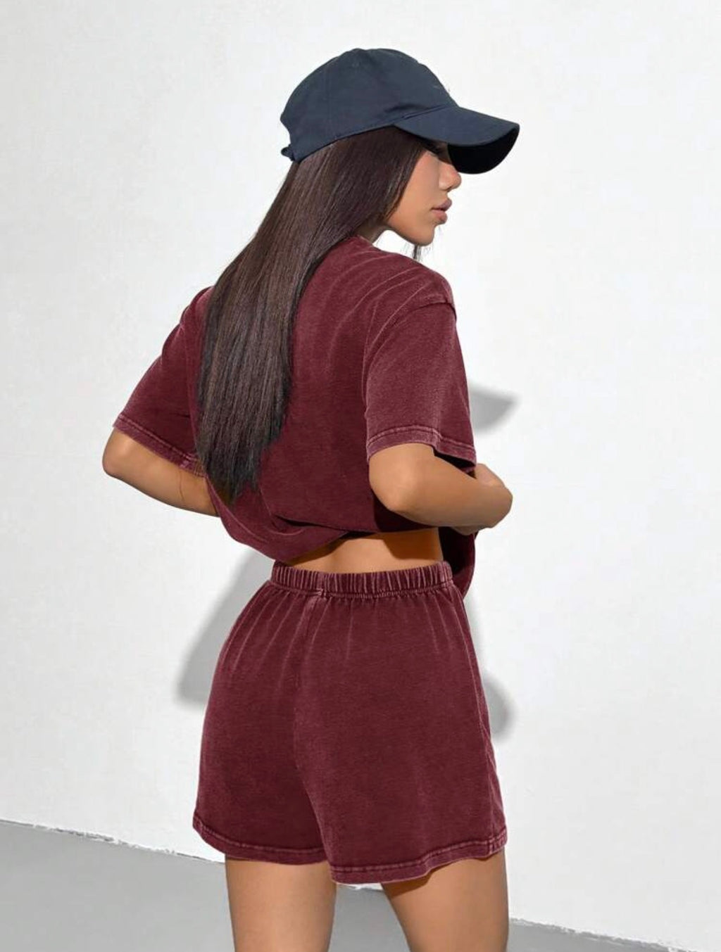 Women’s Vintage Distressed T-Shirt & Shorts Two-Piece Set – Casual Summer Outfit
