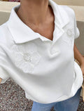 Women’s Casual Short Sleeve Appliqué T-Shirt – Everyday Wear Top