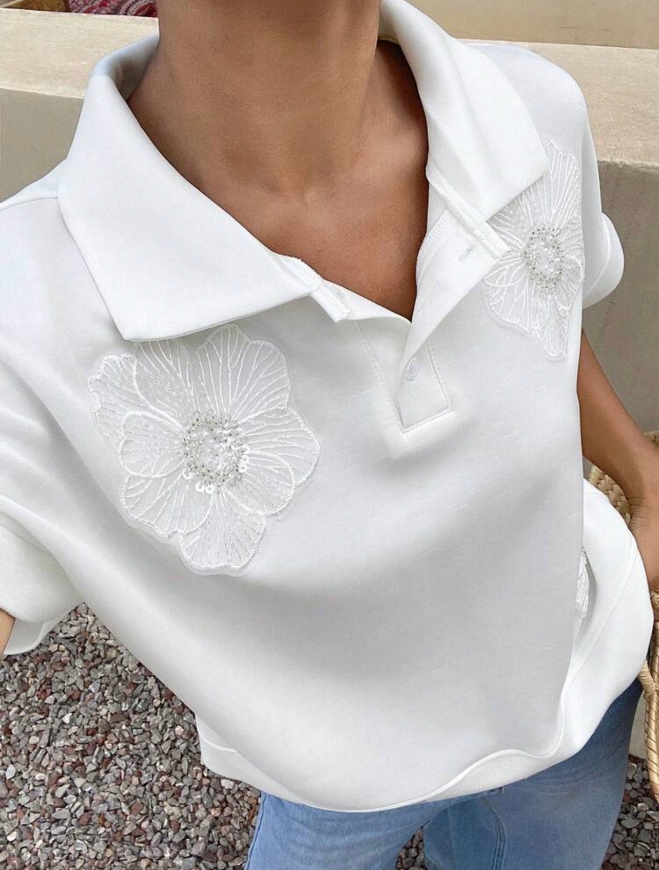 Women’s Casual Short Sleeve Appliqué T-Shirt – Everyday Wear Top
