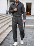 Men’s Striped Casual Shirt & Pants Two-Piece Co-Ord Set – Relaxed Outfit