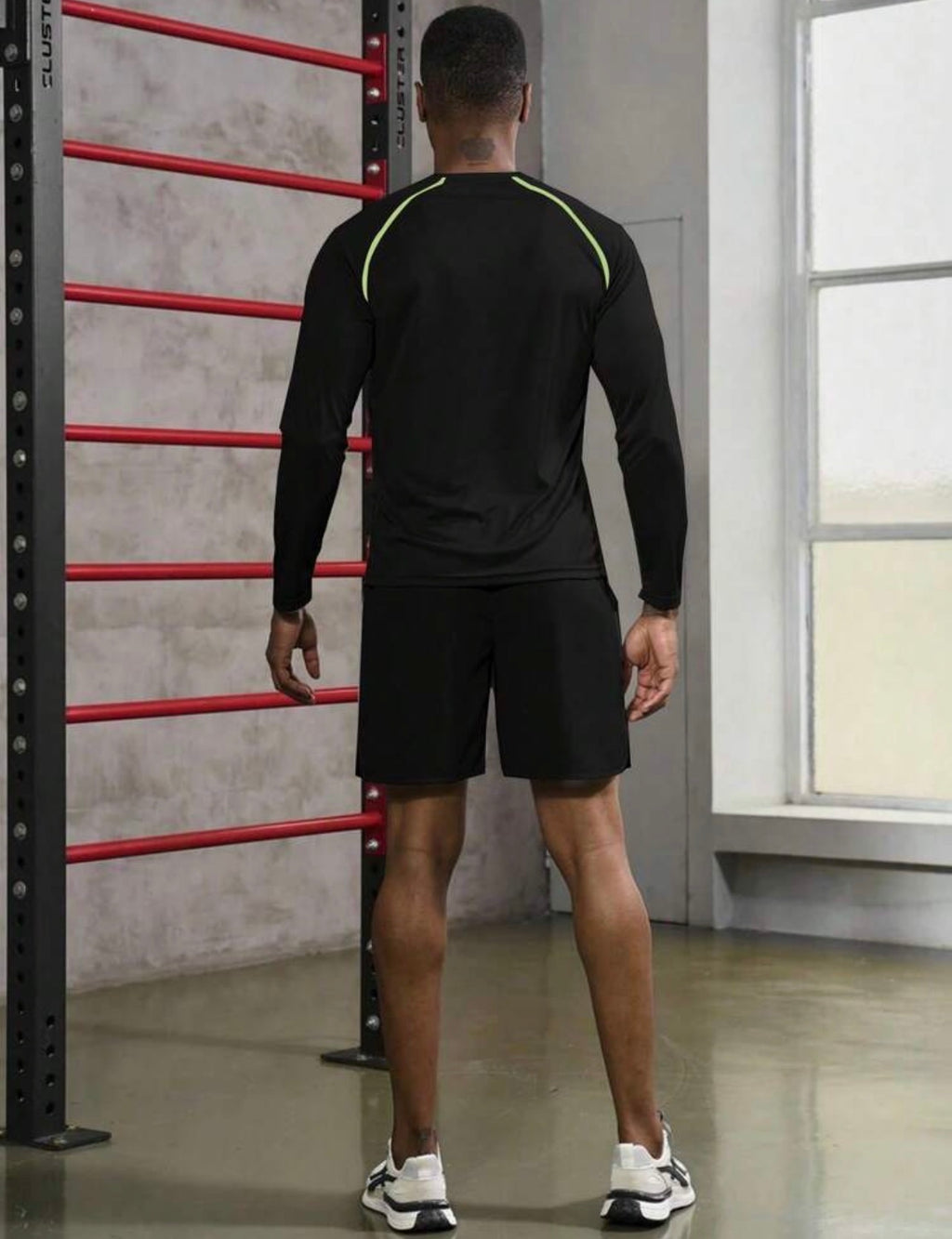 Men’s Contrast Panel Athletic T-Shirt & Shorts Boyfriend-Style Sports Set