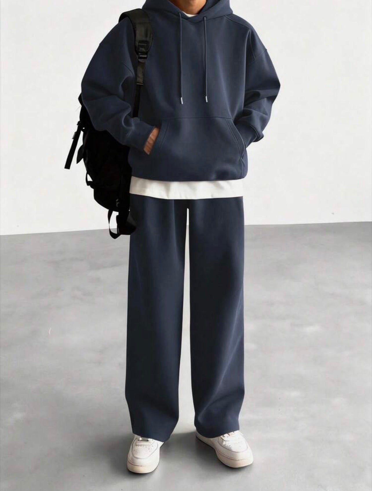 Men’s Solid Color Hooded Sweatshirt & Casual Pants Two-Piece Set – Fall/Winter Outfit