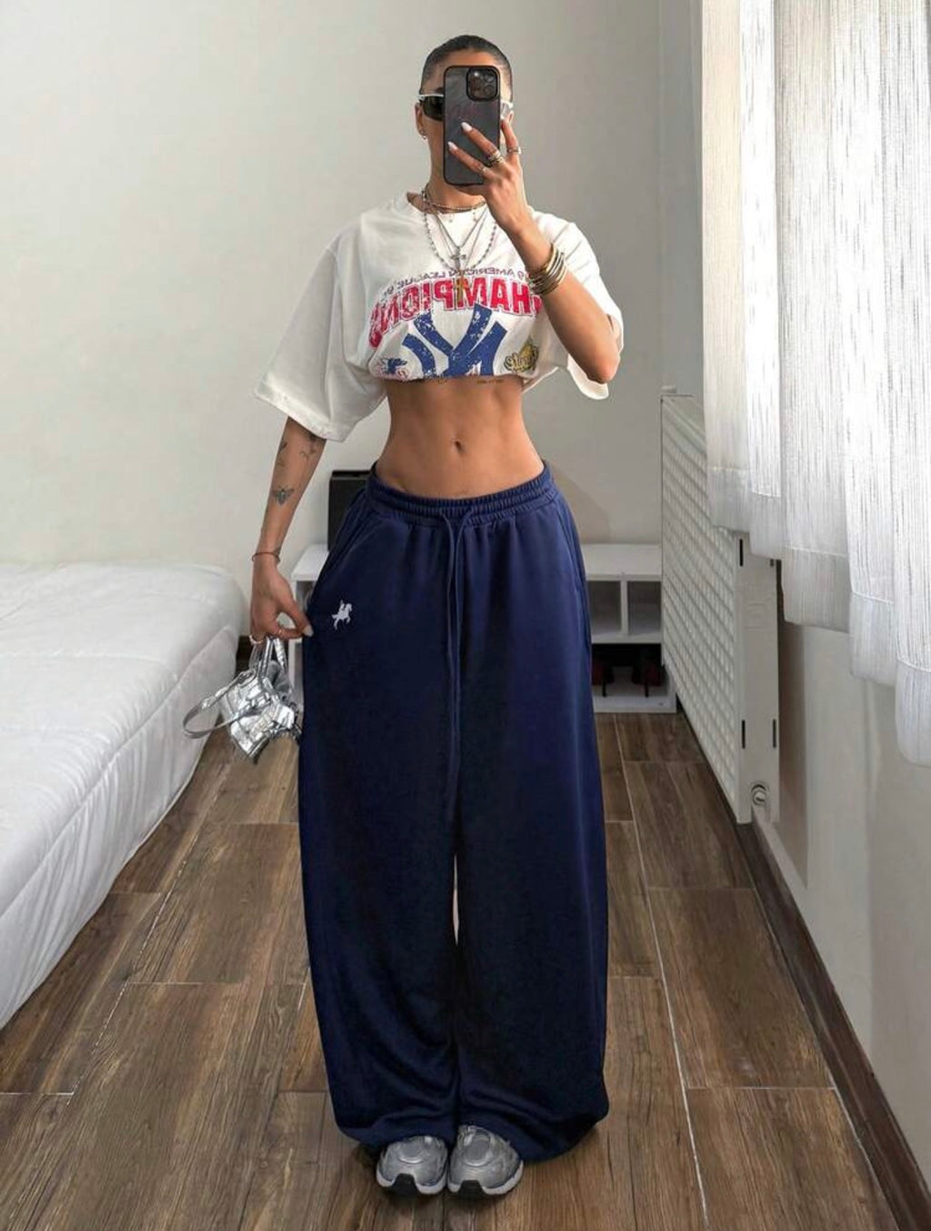 Women’s Drawstring Waist Knight Print Harem Pants – Casual Everyday Wear