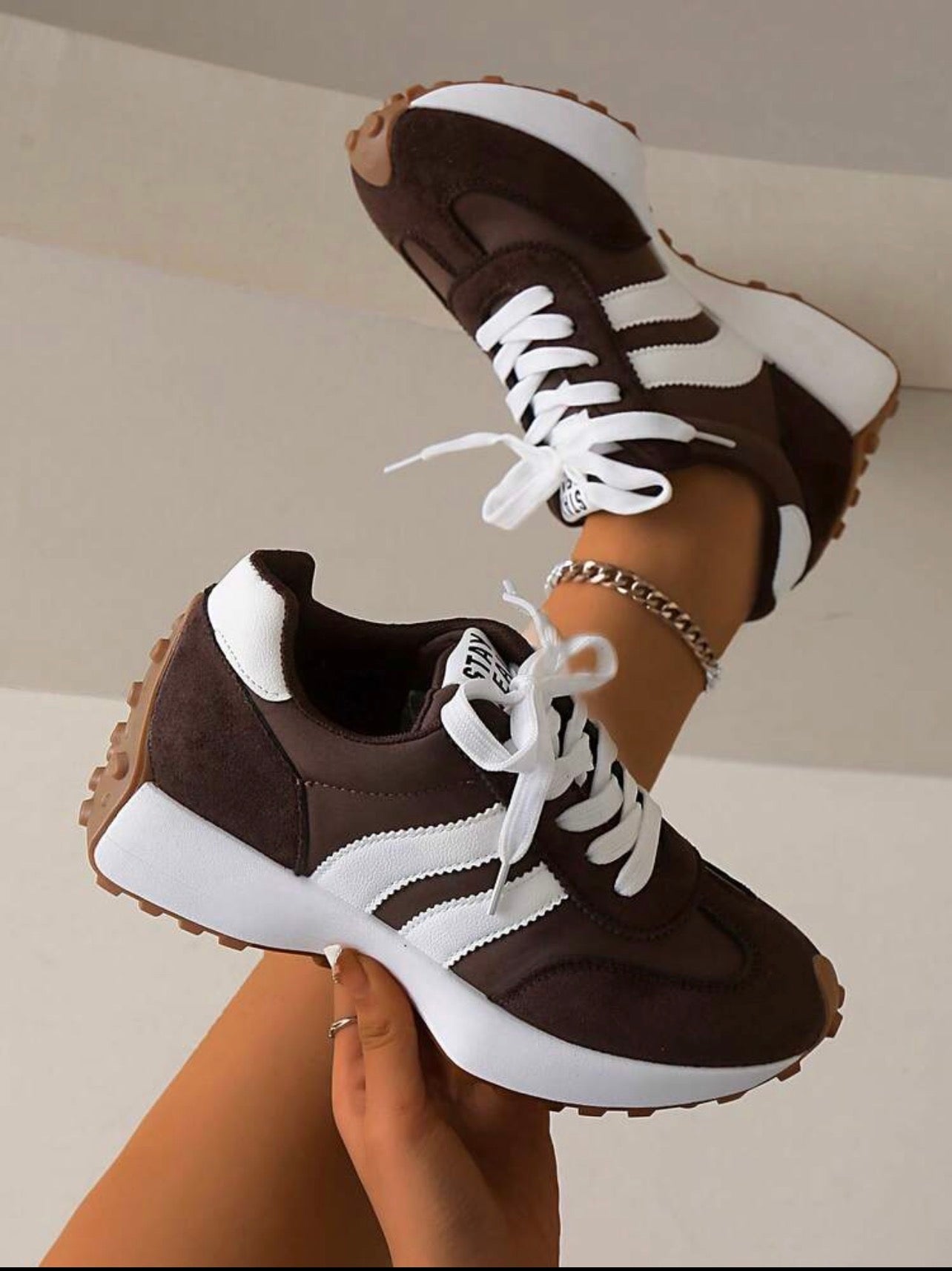 Women’s Chunky Platform Lace-Up Sneakers – Breathable Thick Sole Casual Shoes