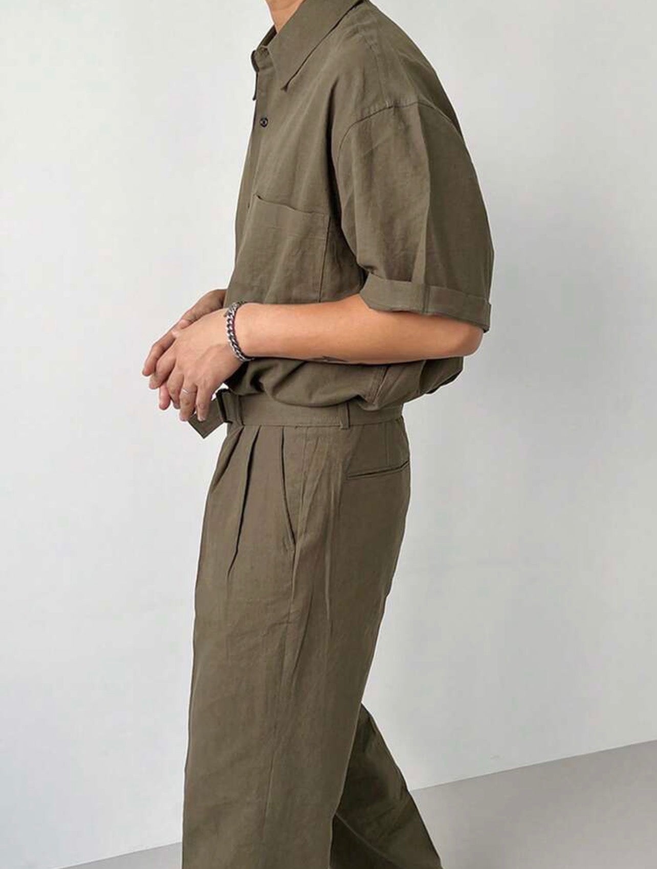 Men’s Short Sleeve Shirt & Pants Two-Piece Set – Casual Summer Outfit
