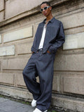 Men’s Denim Collar Long Sleeve Shirt & Pants Two-Piece Streetwear Set