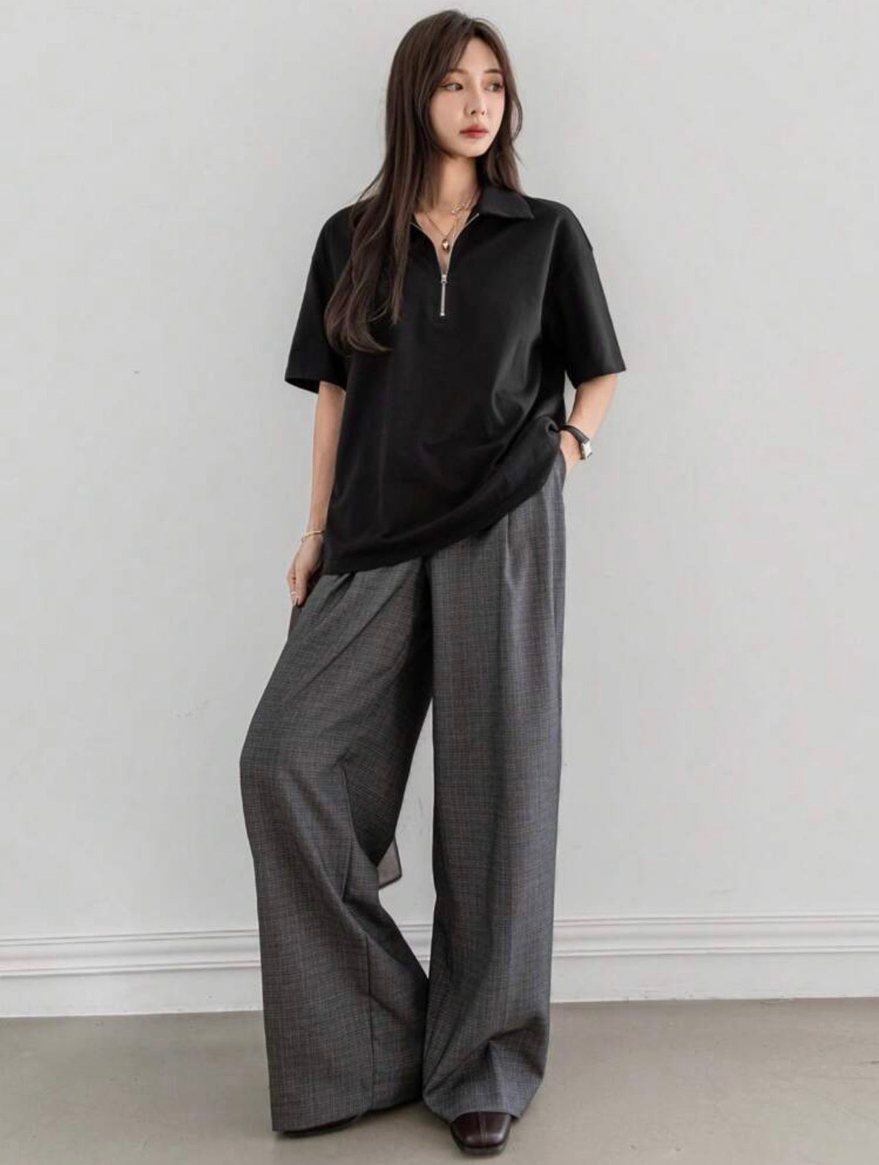 Women’s Polo Collar Partial Button Short Sleeve T-Shirt – Casual Business Style