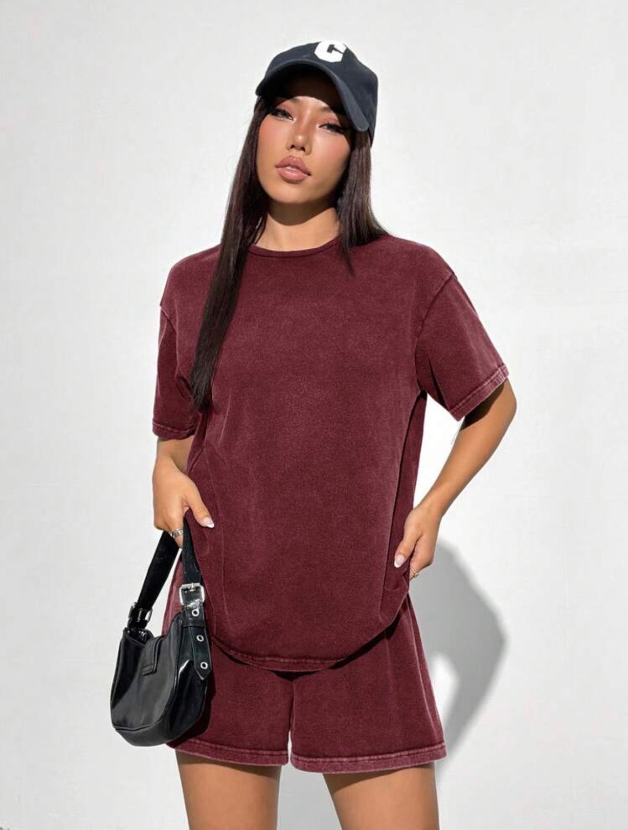 Women’s Vintage Distressed T-Shirt & Shorts Two-Piece Set – Casual Summer Outfit