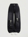 💙 MOD Plus Size Baggy Ripped Wide Leg Jeans