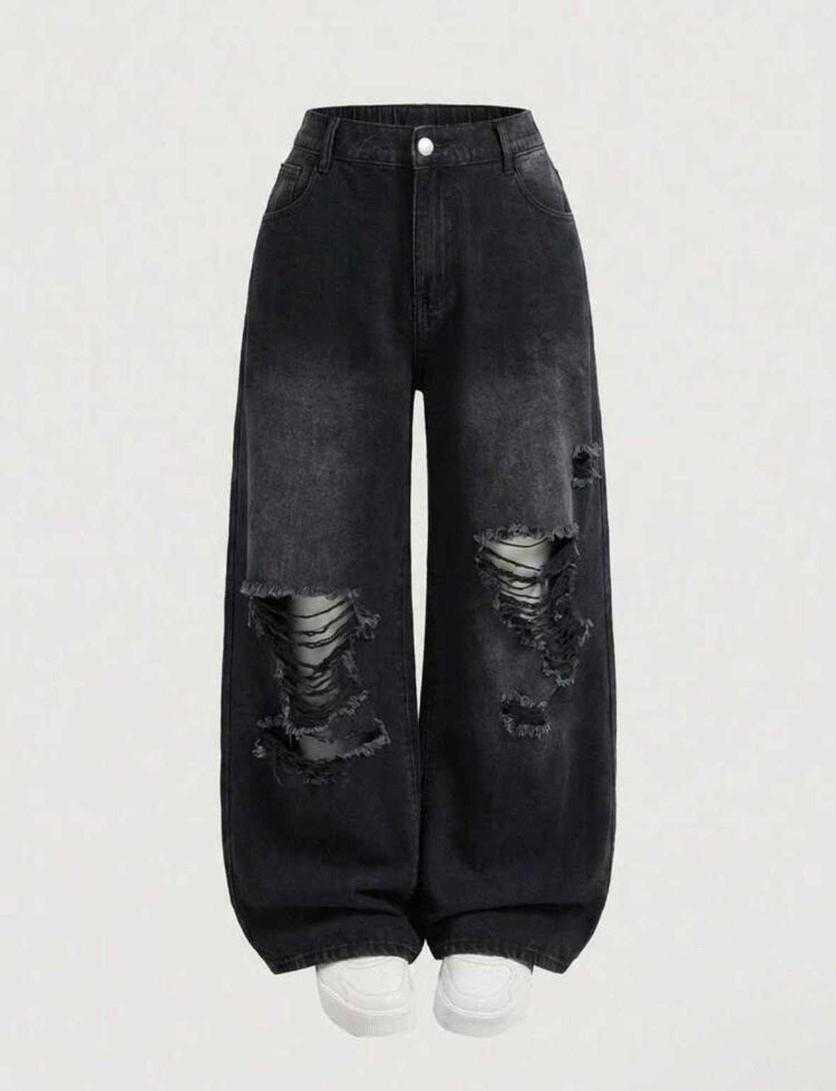 💙 MOD Plus Size Baggy Ripped Wide Leg Jeans