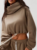 Women’s High Neck Barrel Sleeve Cropped Sweatshirt – Cozy Streetwear Top