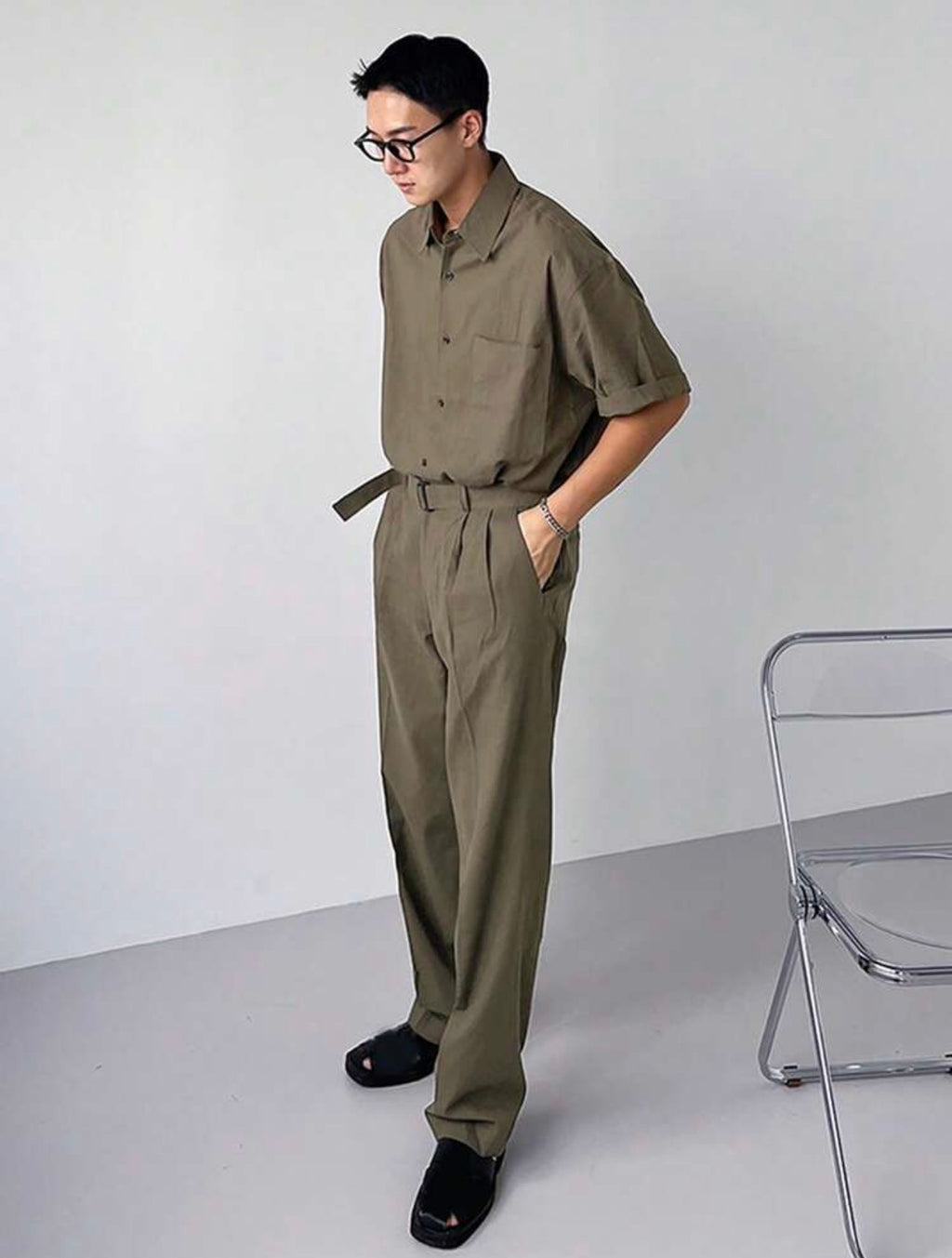 Men’s Short Sleeve Shirt & Pants Two-Piece Set – Casual Summer Outfit