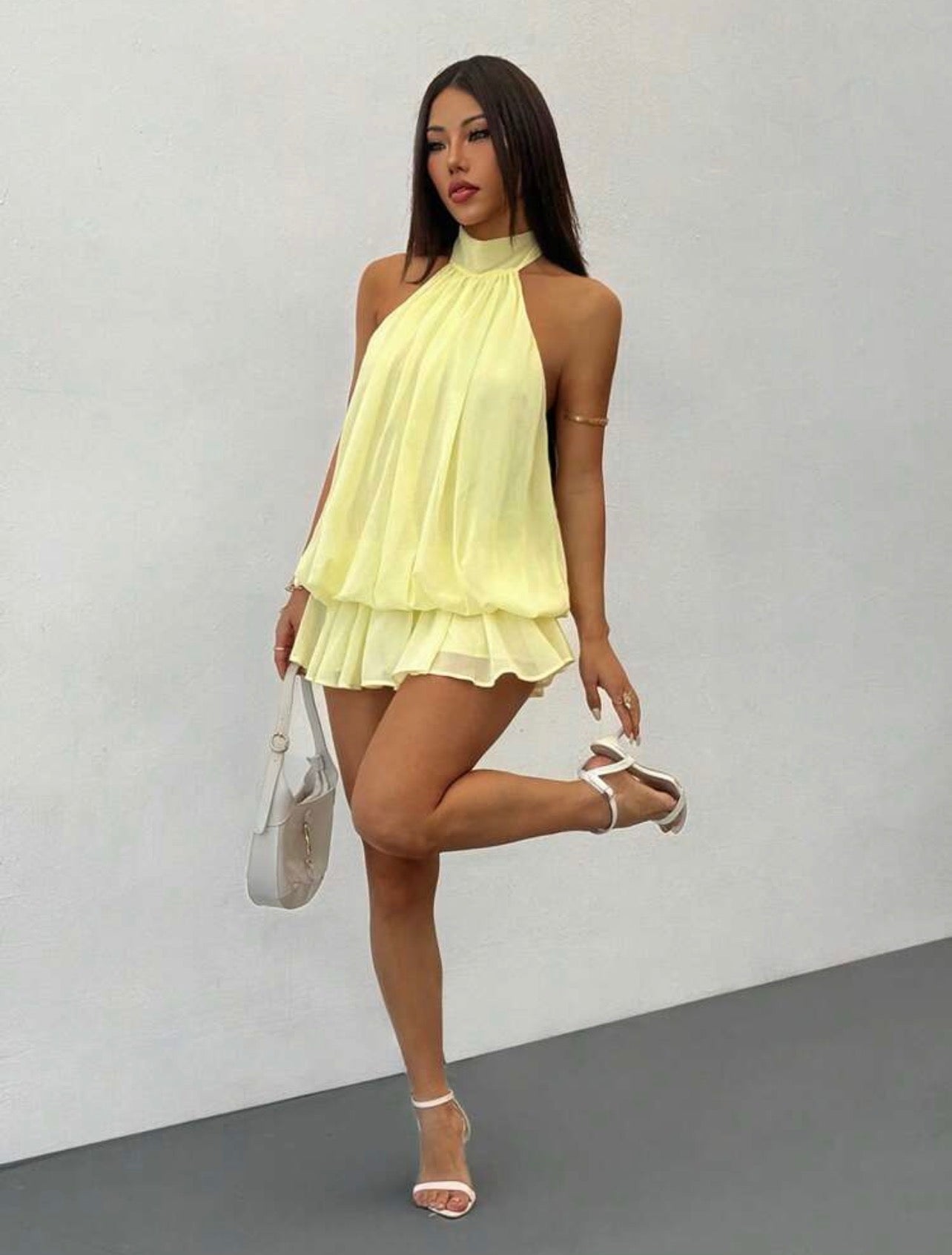 Elegant Sleeveless Tie-Neck Mini Dress for Women – Chic Party & Casual Wear Dress