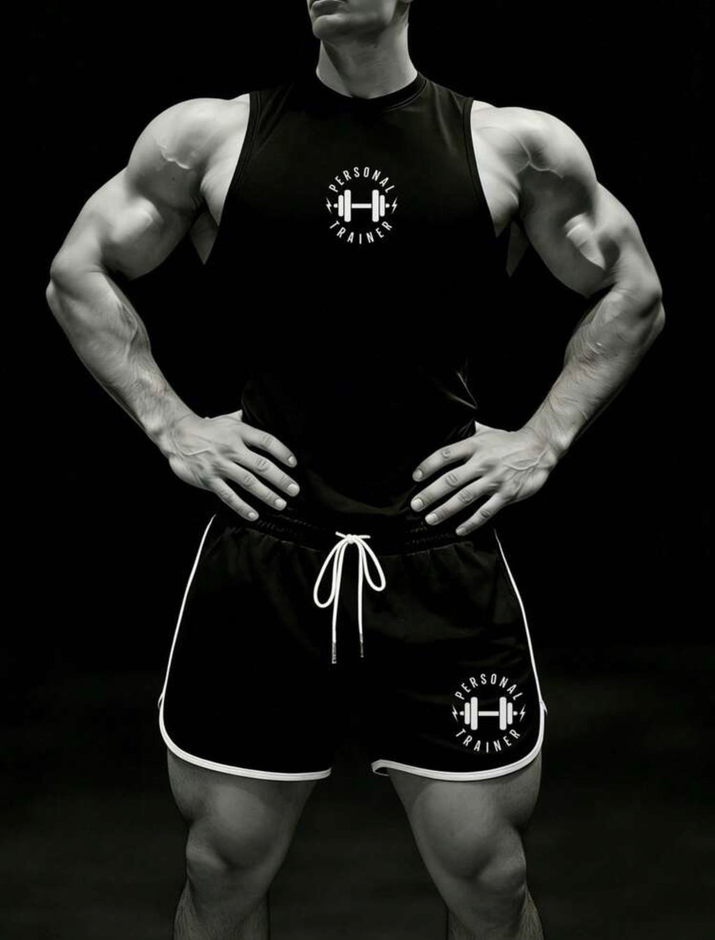 Men’s Barbell Graphic Tank Top & Drawstring Shorts Summer Gym Set