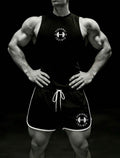 Men’s Barbell Graphic Tank Top & Drawstring Shorts Summer Gym Set