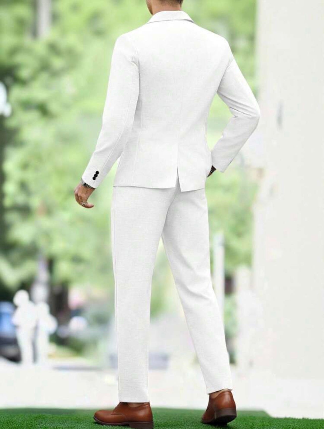 Men’s Solid Color Business Suit Set – Blazer & Pants Two-Piece Formal Outfit