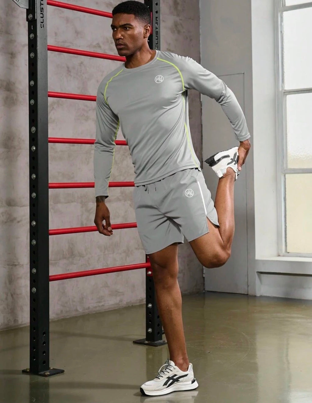 Men’s Contrast Panel Athletic T-Shirt & Shorts Boyfriend-Style Sports Set