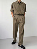 Men’s Short Sleeve Shirt & Pants Two-Piece Set – Casual Summer Outfit