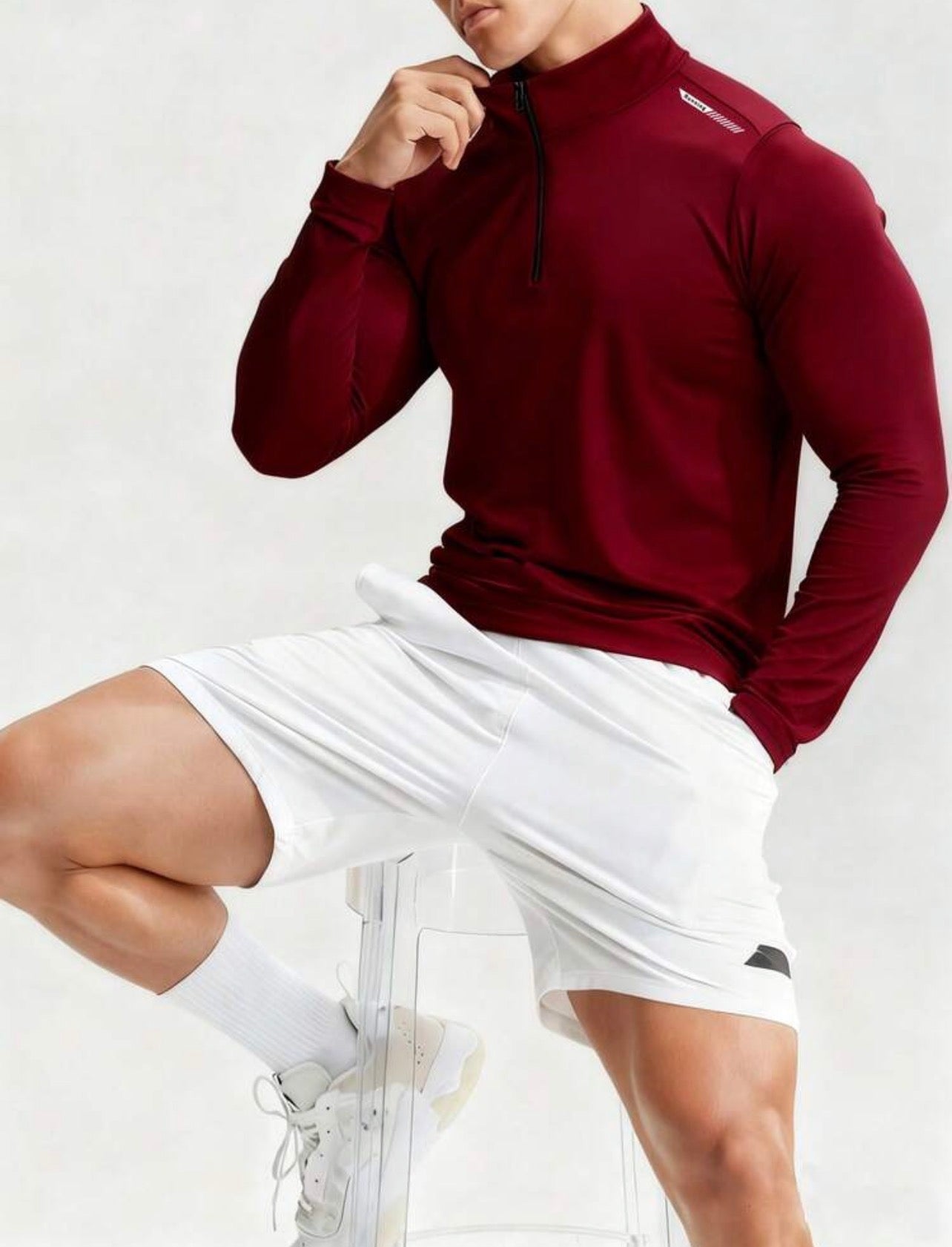 Men’s Letter Graphic Quarter-Zip Sports Jacket Lightweight Fitness Workout Top