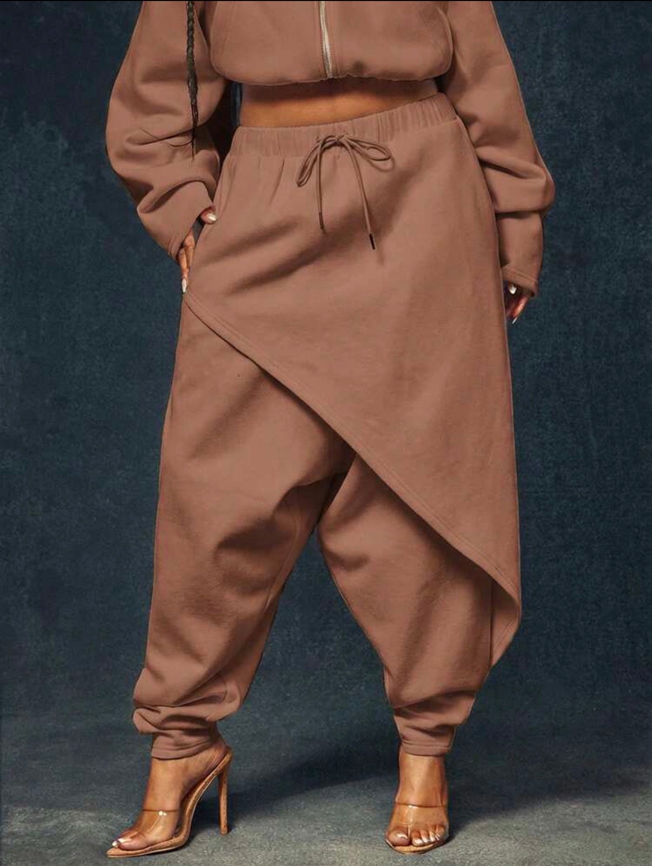 Women’s Drop Crotch Layered Detail Sweatpants – Casual Streetwear Fit