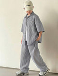Kids & Tween Boys Striped Polo Collar Short Sleeve Shirt & Pants Casual Set
