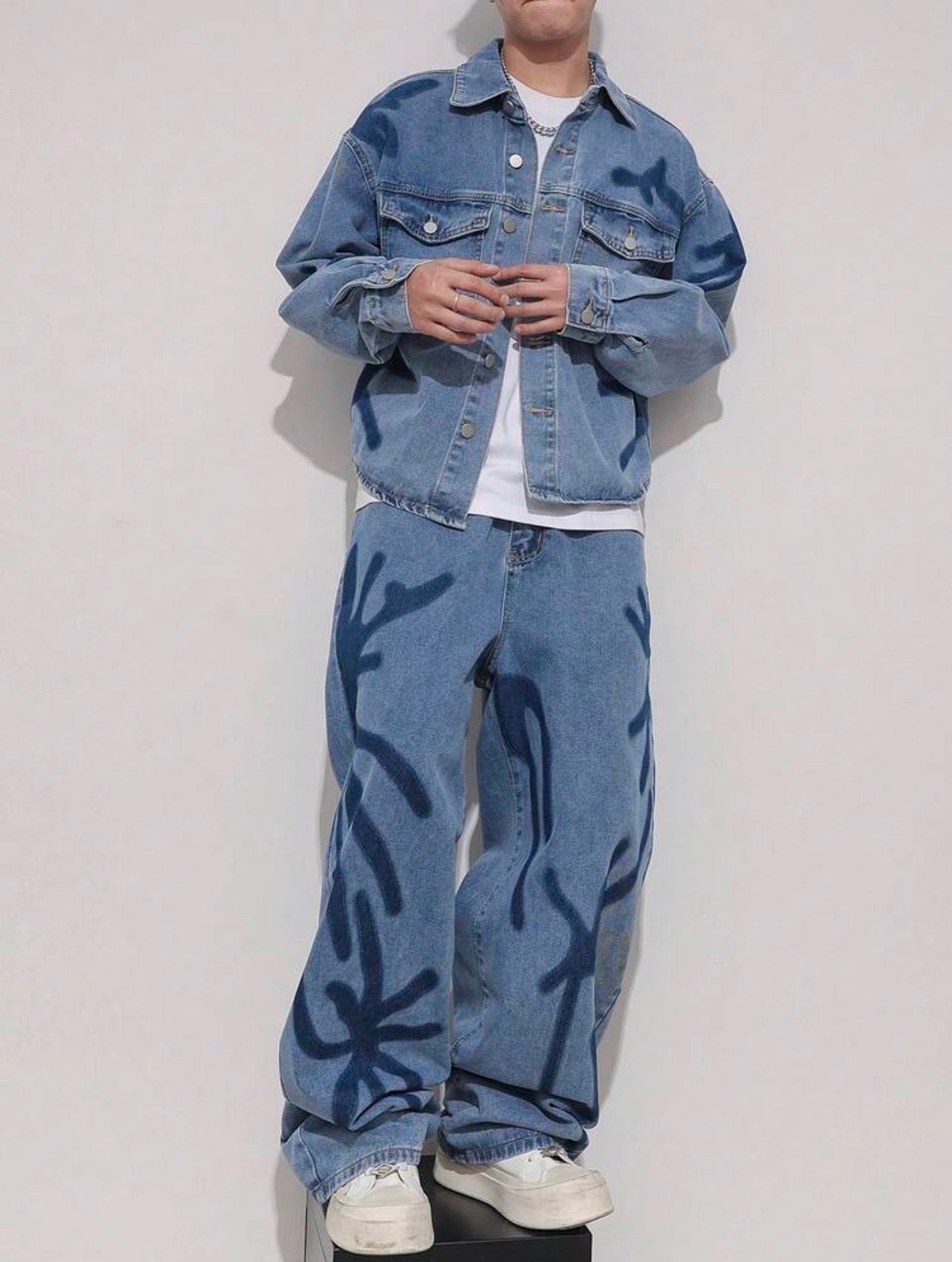 Men’s Denim Jeans Set – Baggy Fit Streetwear Outfit