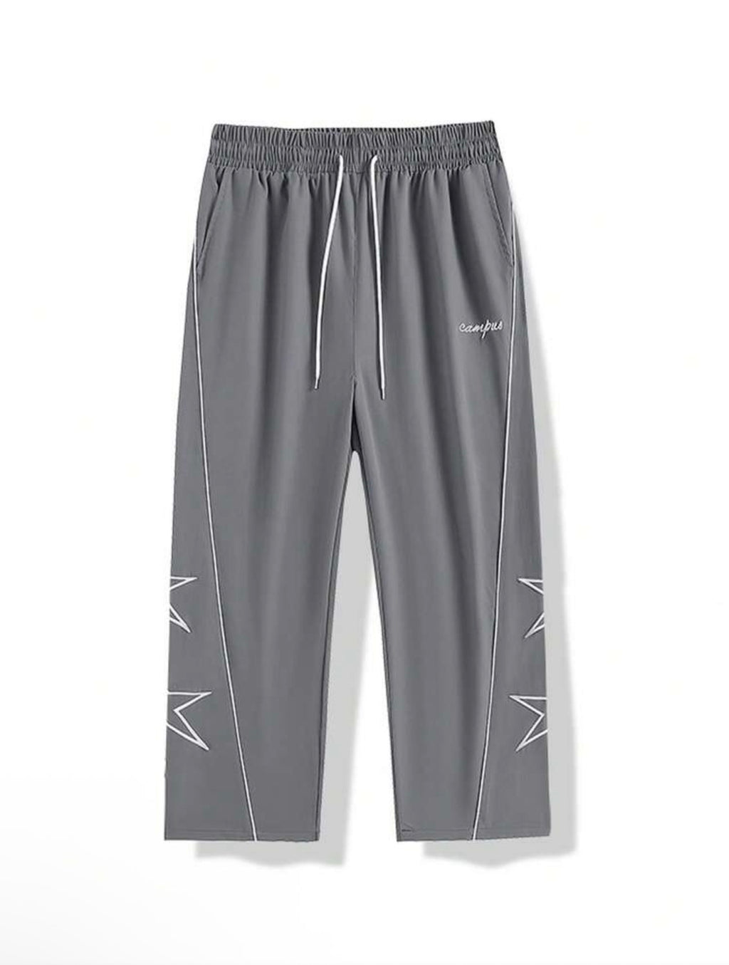Men’s Straight-Leg Loose Fit Sweatpants with Star & Letter Print – Casual Streetwear Style for Fall