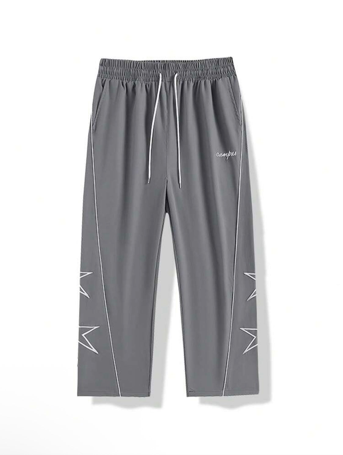 Men’s Straight-Leg Loose Fit Sweatpants with Star & Letter Print – Casual Streetwear Style for Fall