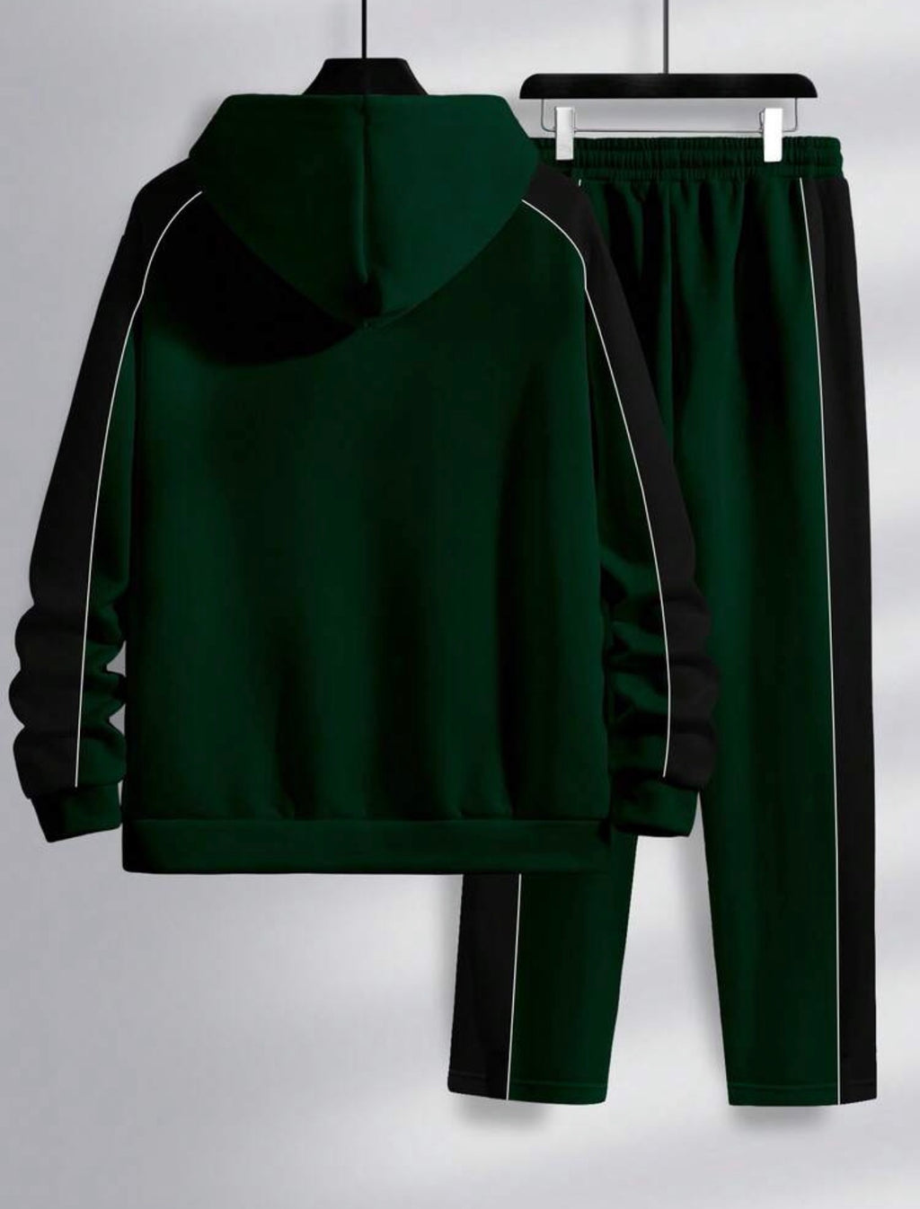 Men’s Contrast Color Patchwork Hoodie & Sweatpants Two-Piece Set – Casual Streetwear Outfit
