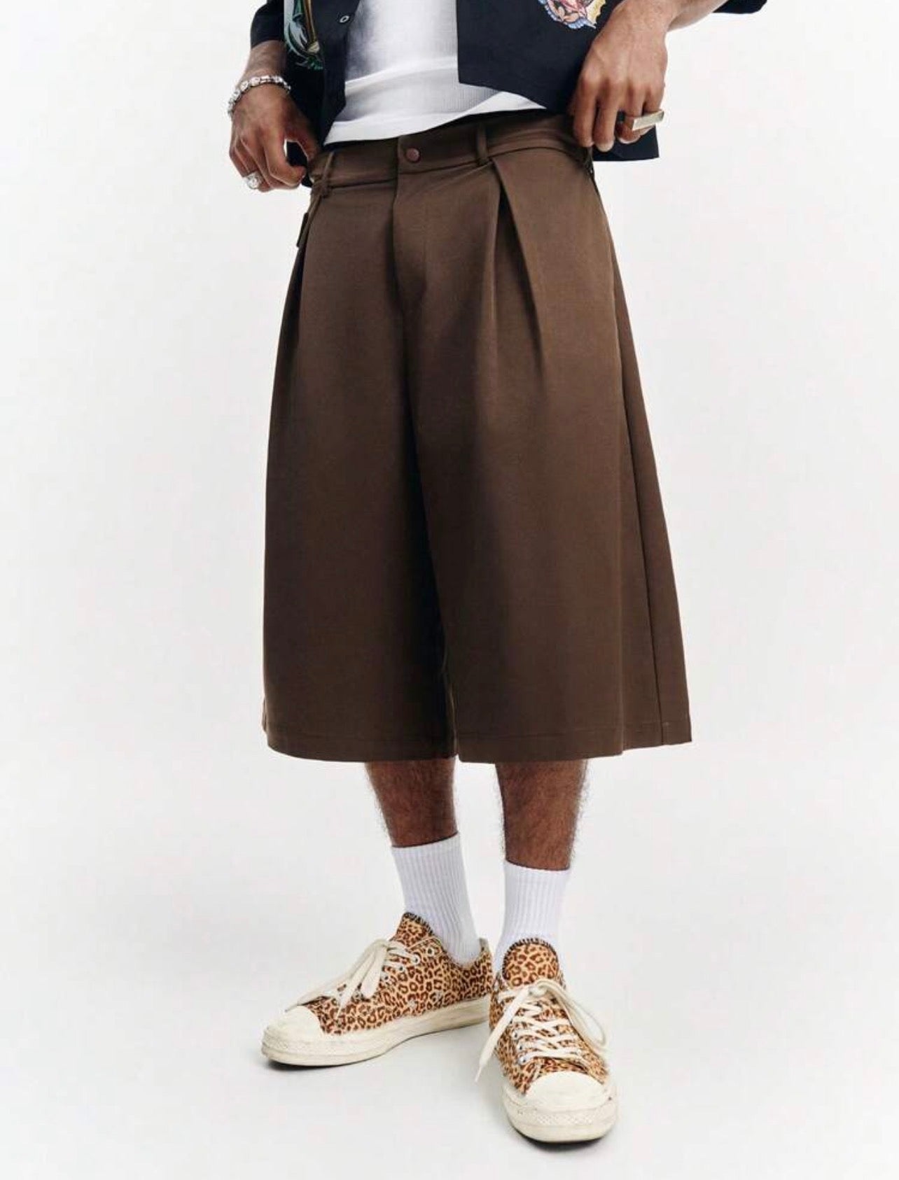 Men’s Solid Color Wide Leg Drawstring Pants – Loose Fit Casual Trousers