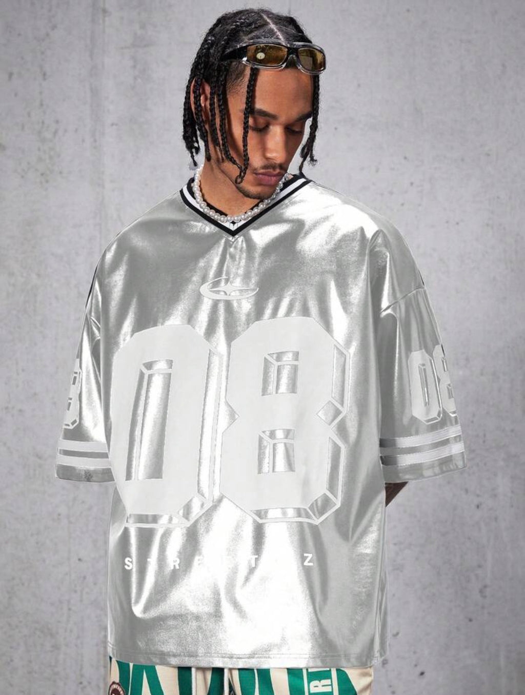 Men’s Loose Fit V-Neck Numeric Print Basketball Jersey Style Short Sleeve T-Shirt – Streetwear Top
