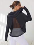 Women’s Hooded Zip-Up Sports Jacket with Contrast Mesh Design