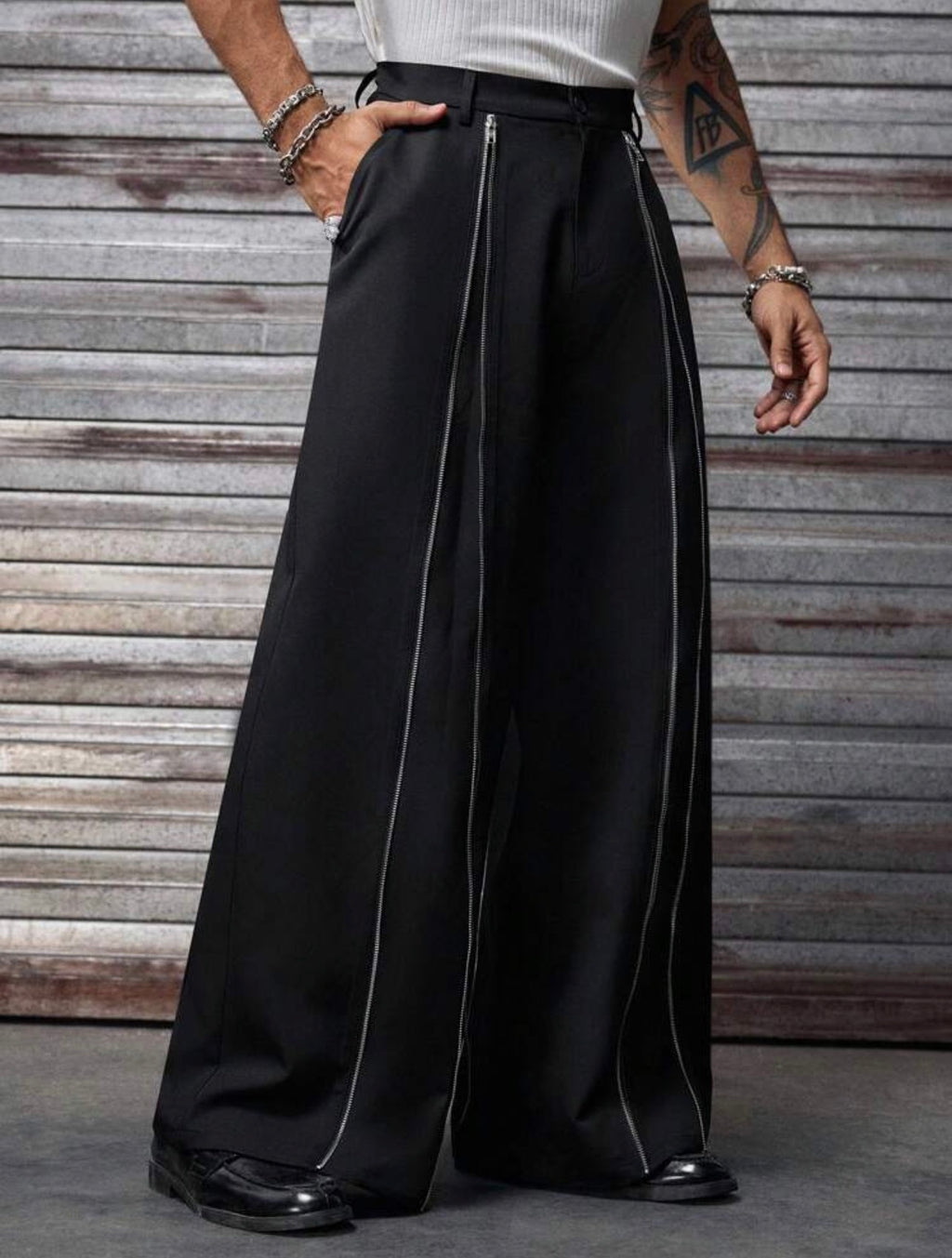 Men’s Zip Decor Loose Wide-Leg Pants – Casual Street Fashion Trousers