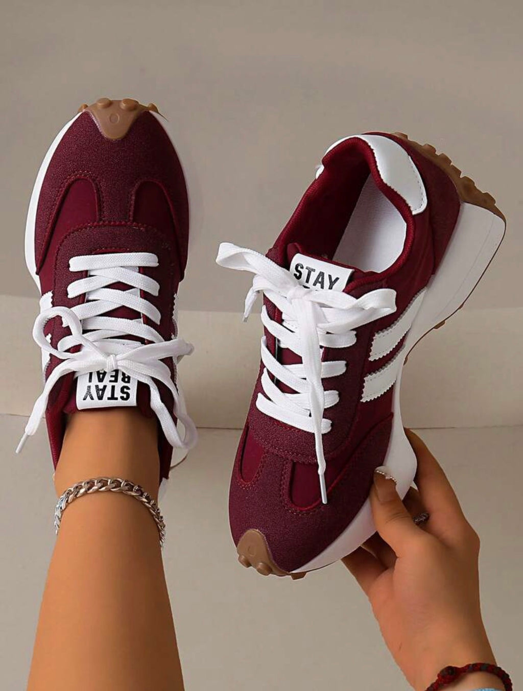 Women’s Chunky Platform Lace-Up Sneakers – Breathable Thick Sole Casual Shoes