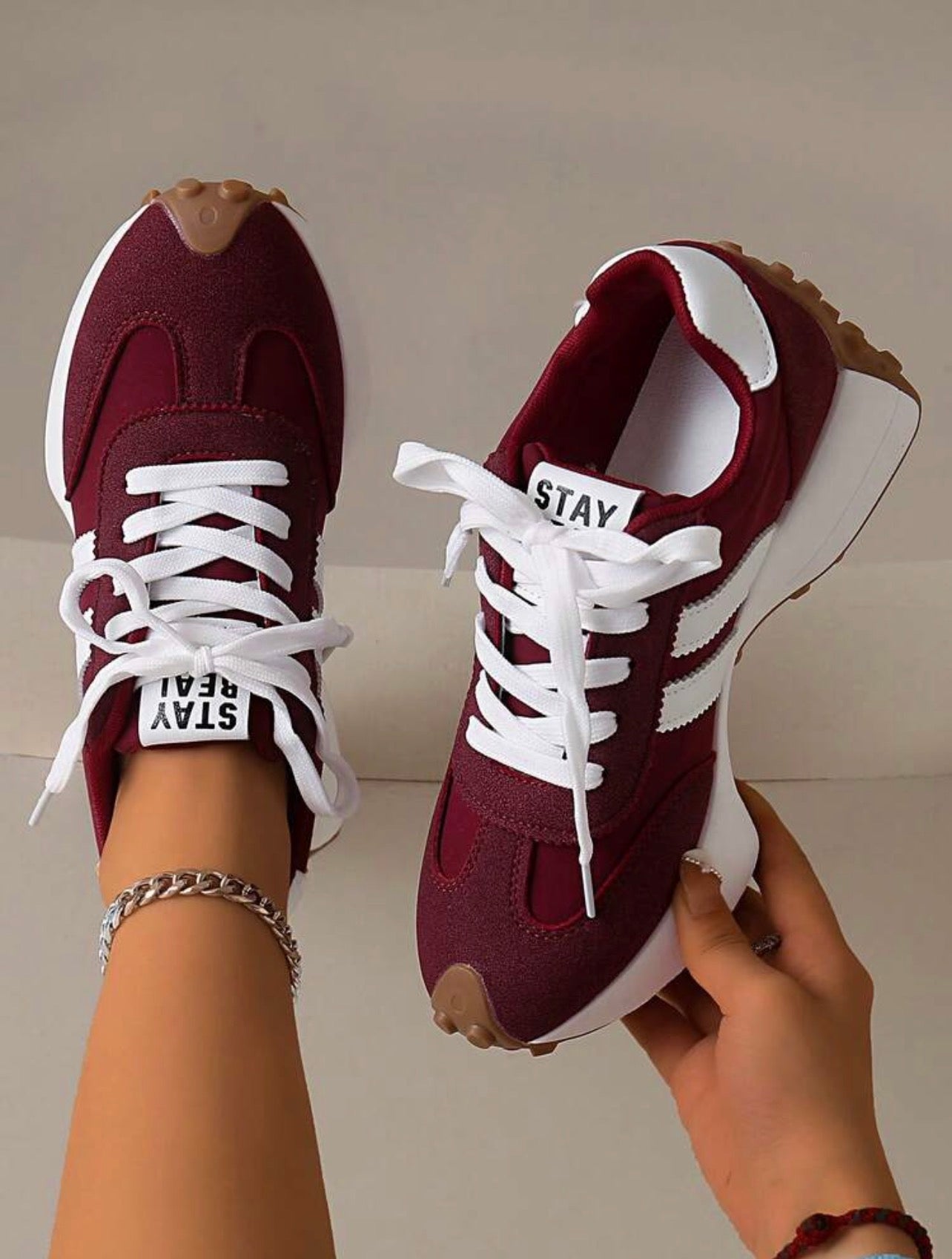 Women’s Chunky Platform Lace-Up Sneakers – Breathable Thick Sole Casual Shoes