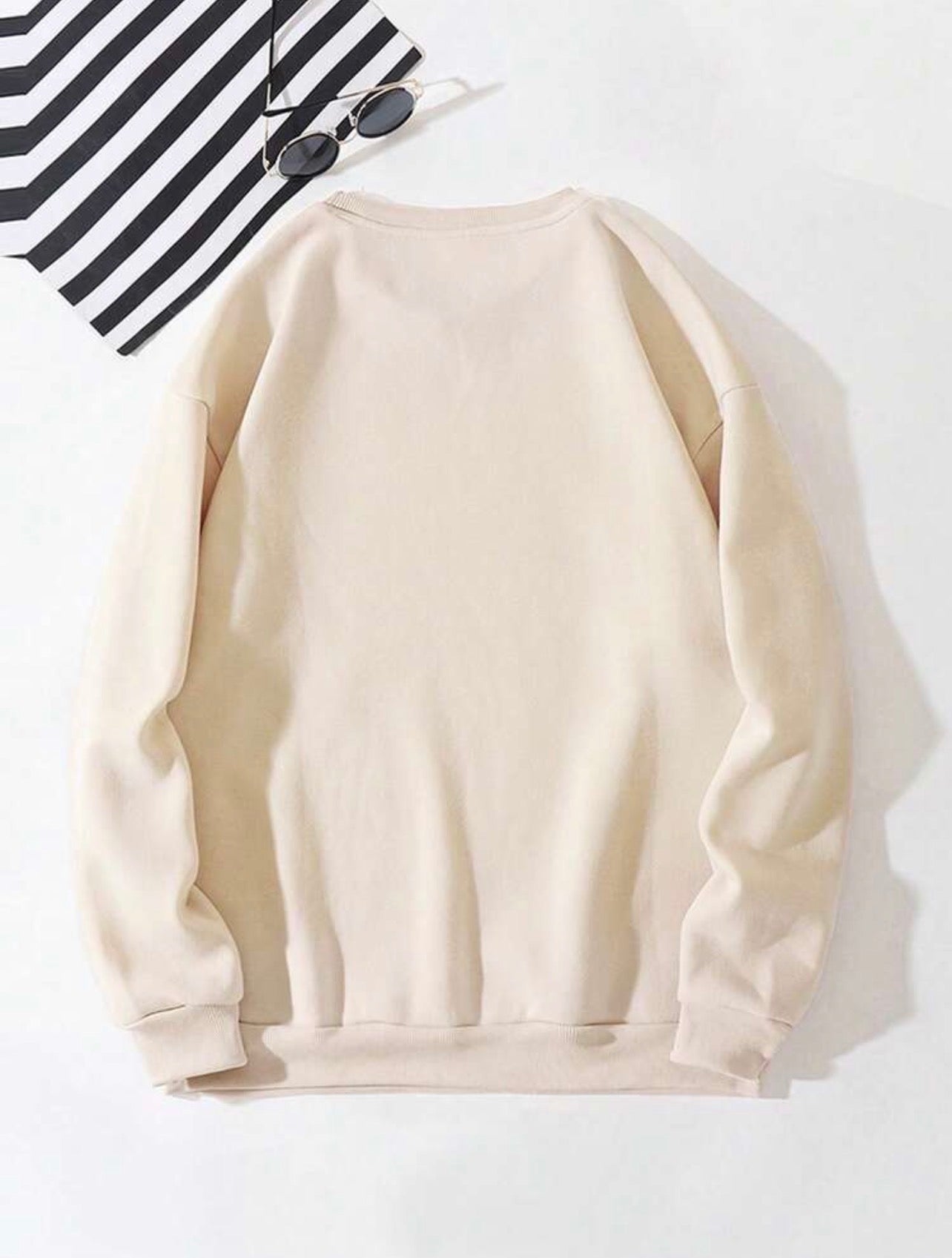 Men’s Bear Head Print Round Neck Sweatshirt – Loose Fit Casual Pullover