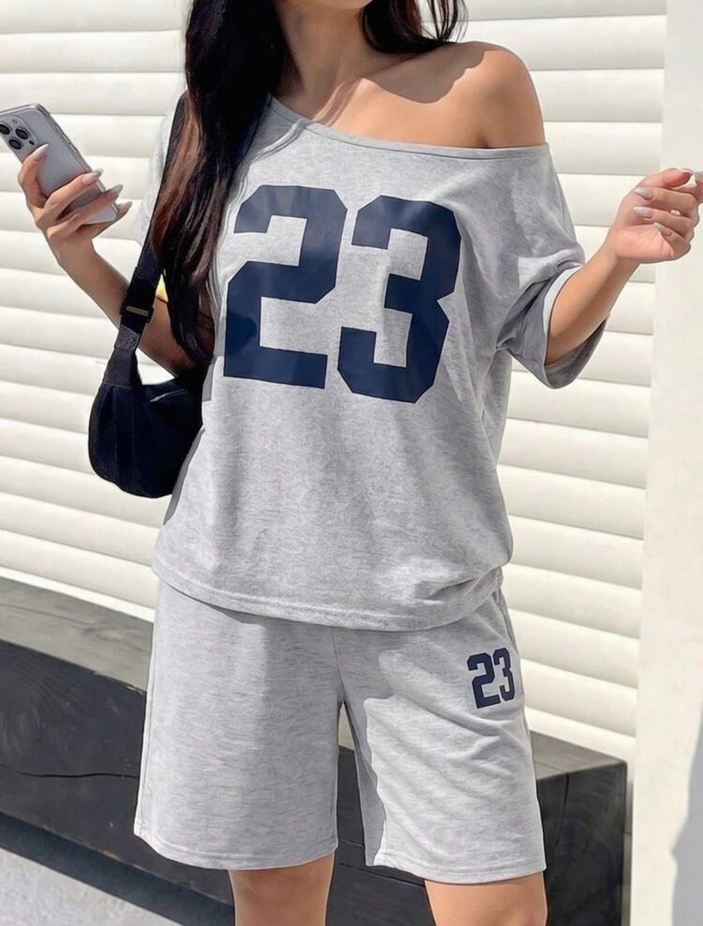 Women’s Numeric Print Short Sleeve Top & Shorts Two-Piece Set – Casual Summer Outfit