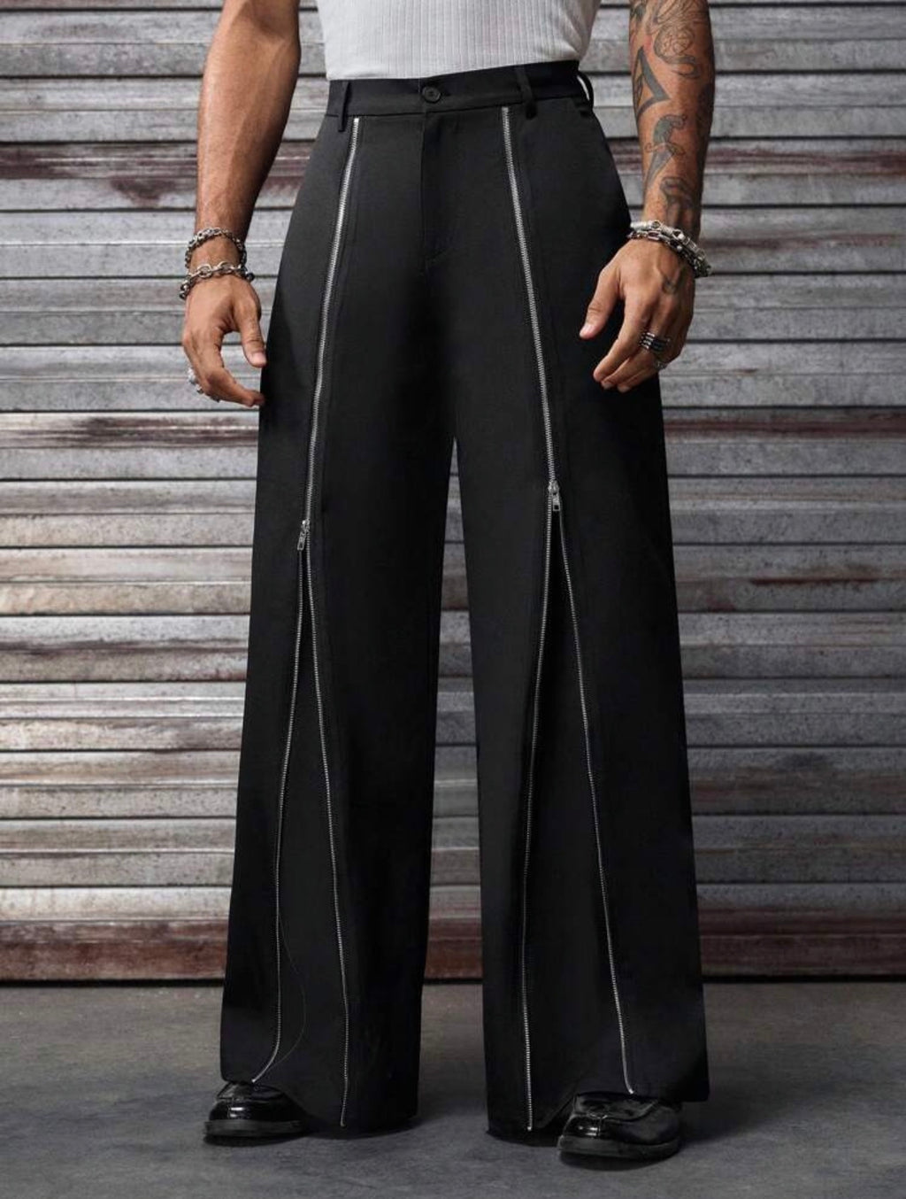 Men’s Zip Decor Loose Wide-Leg Pants – Casual Street Fashion Trousers