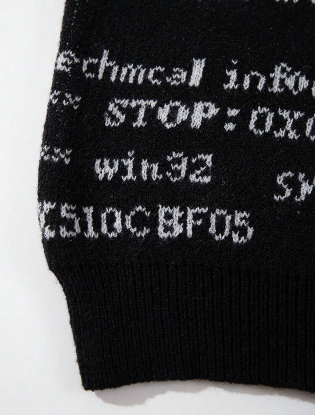 Unisex Retro Abstract Letter Print Jacquard Knit Crew Neck Sweater – Casual Pullover
